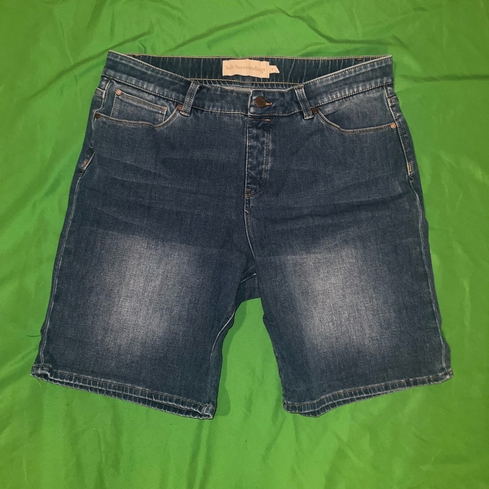 Soft Surroundings Dark Stretch Denim Jean Shorts size XL